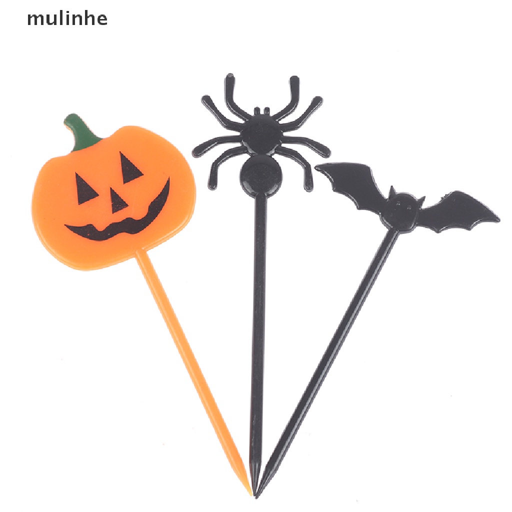 Set 10 Nĩa Ăn Tráng Miệng Họa Tiết Halloween Hoạt Hình Cho Bé