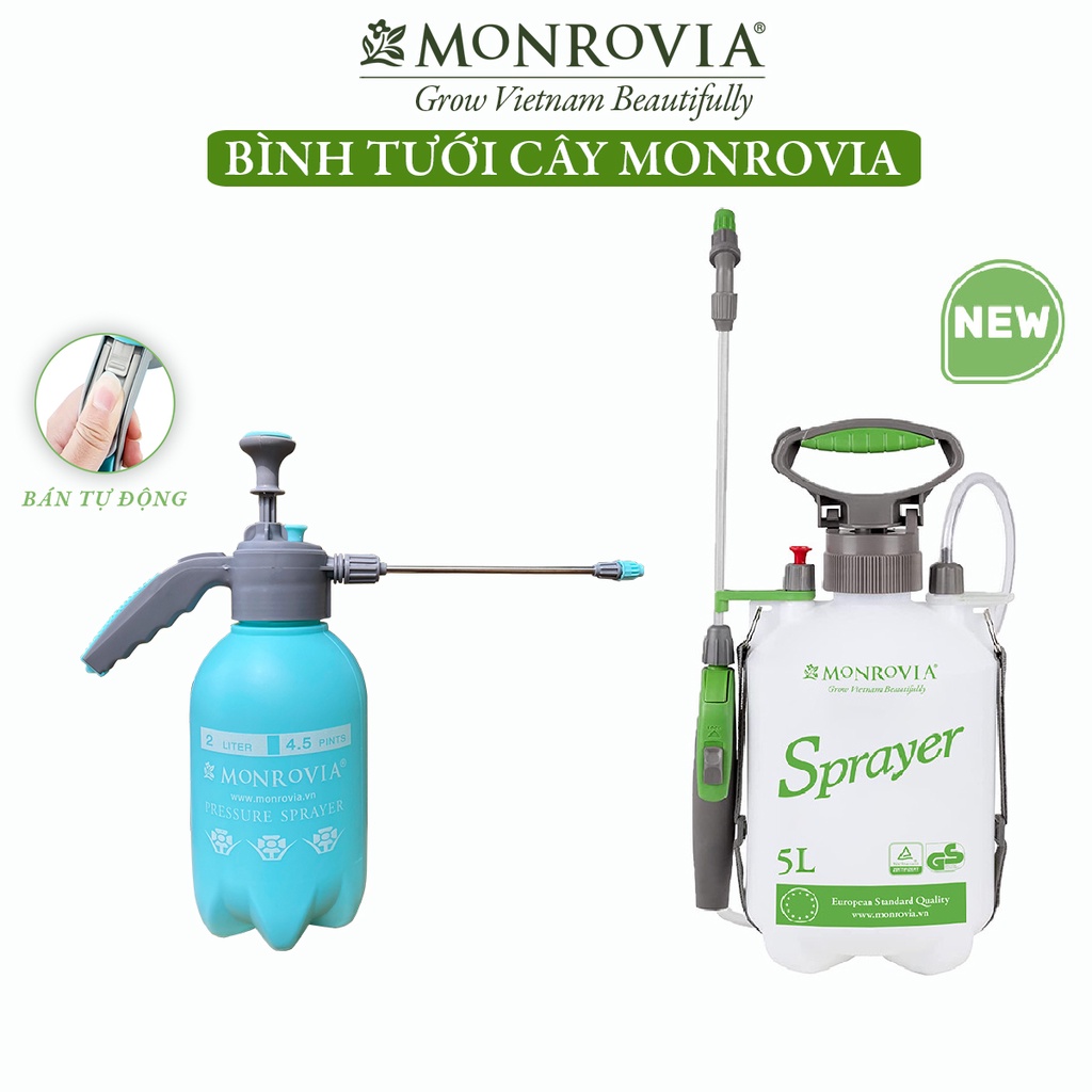 Bình xịt tưới cây MONROVIA phun sương tưới cây cảnh, vòi dài, tặng vòi ngắn, màu xanh, tiêu chuẩn Châu Âu