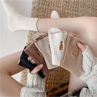 Tất cao đến mắt cá chân vải cotton mềm in hình gấu hoạt hình dễ thương 6 màu tùy chọn cho nữ