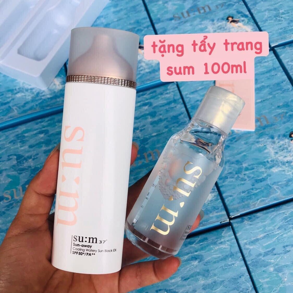 SET CHỐNG NẮNG SUM Sun Away Cooling Watery Sun Block SPF50/PA+++ tặng kèm tẩy trang
