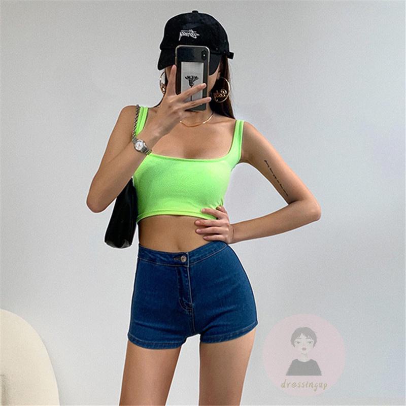 DRE-Women Summer Tank Tops, Casual Solid Color Square Collar  Tank Tops
