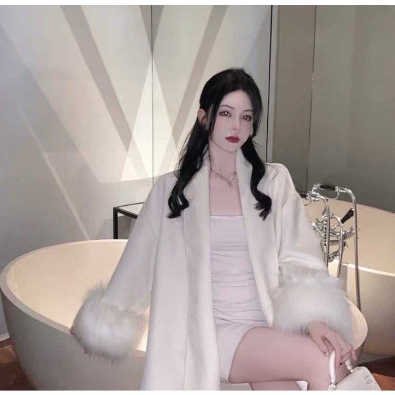 Áo choàng , áo khoác len tay lông hottrend ulzzang | BigBuy360 - bigbuy360.vn