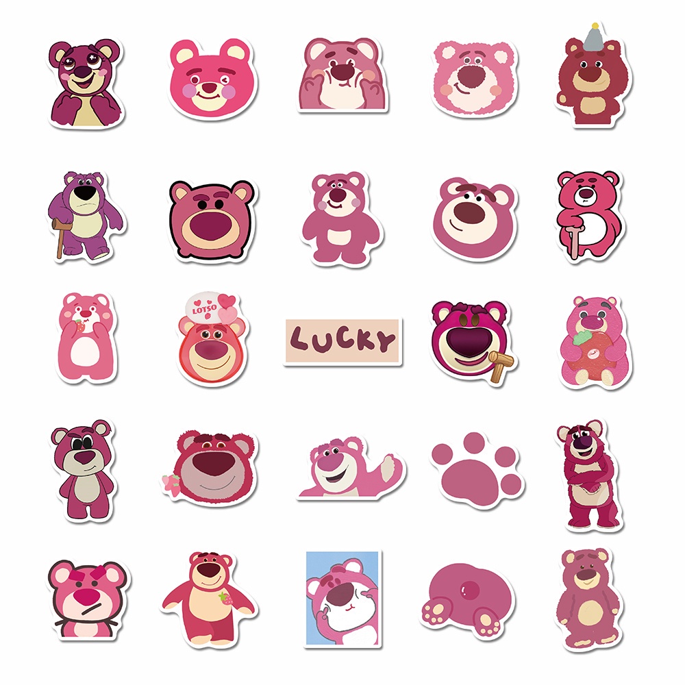 Bộ 50 miếng dán trang trí laptop chống thấm nước hình gấu dễ thương xinh xắn