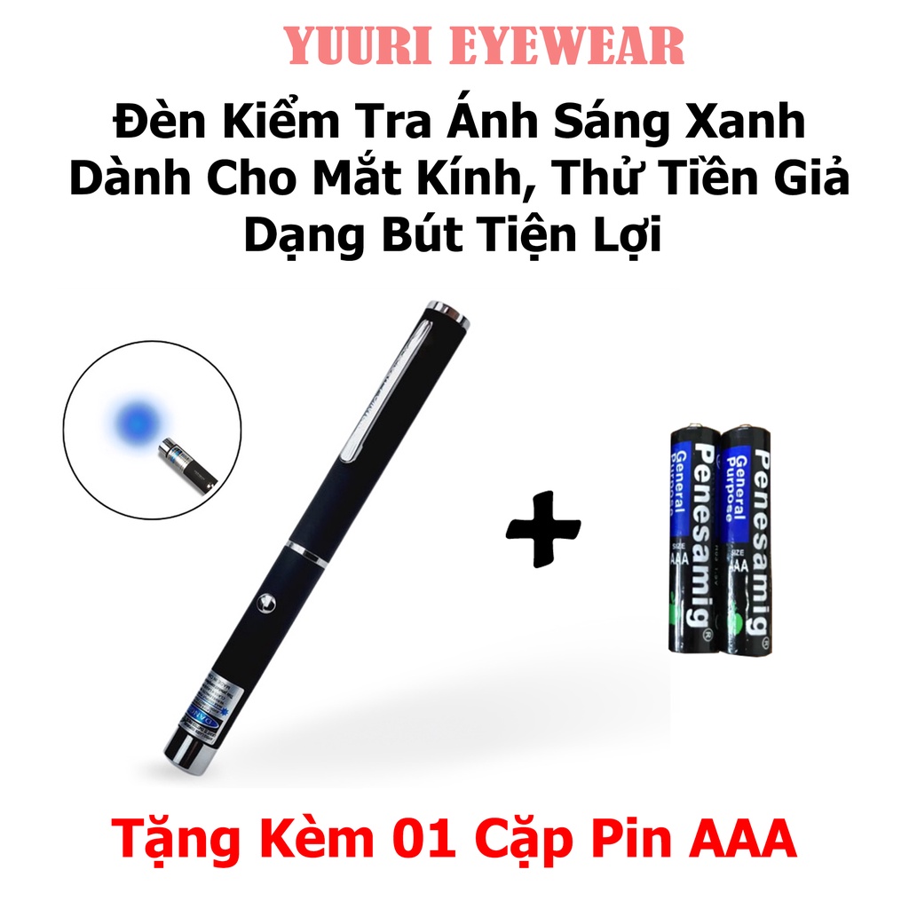 [Dùng Pin AAA] Đèn thử ánh sáng xanh dạng bút tiện lợi thử ánh sáng xanh, tia UV, thử tiền giả