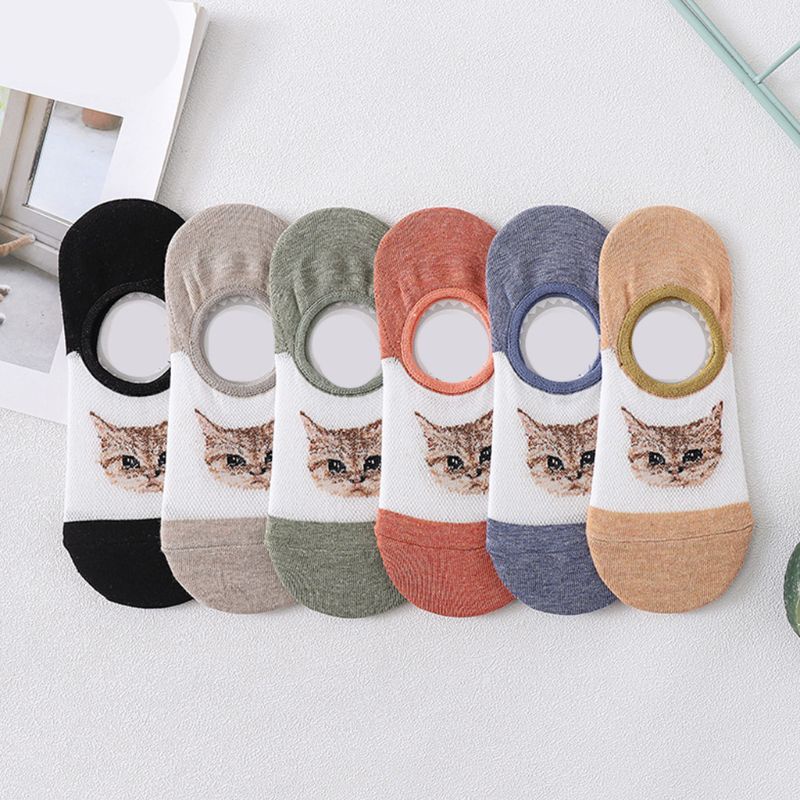Youyo Vớ Thuyền Lưới Jacquard Vô Hình Thoáng Khí Chống Trượt Tay Cầm Silicon Mỏng Cho Nữ