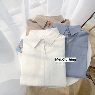 Áo Sơmi Trơn Túi Trái Basic Chất Thô Dày Dặn