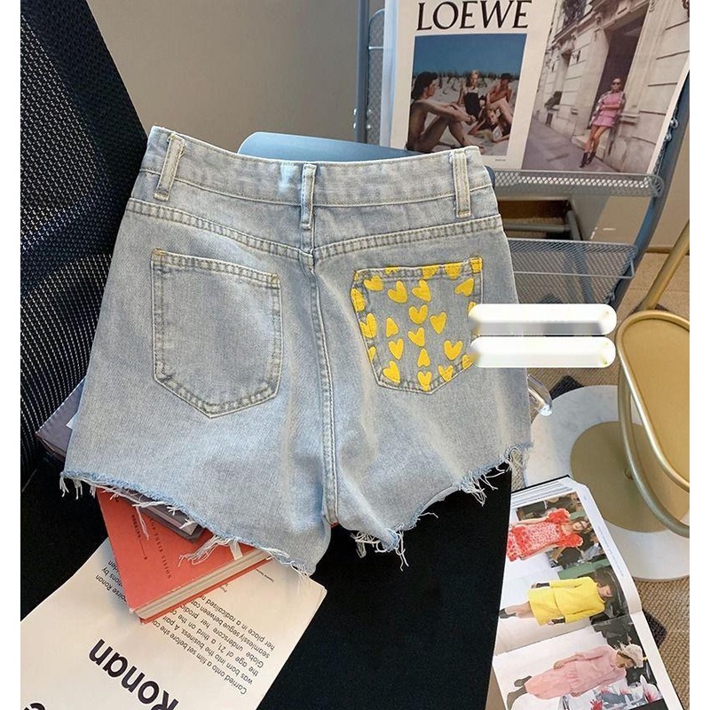 Quần Short denim Lưng Cao Ống Rộng Thời Trang Mùa Hè Dành Cho Nữ