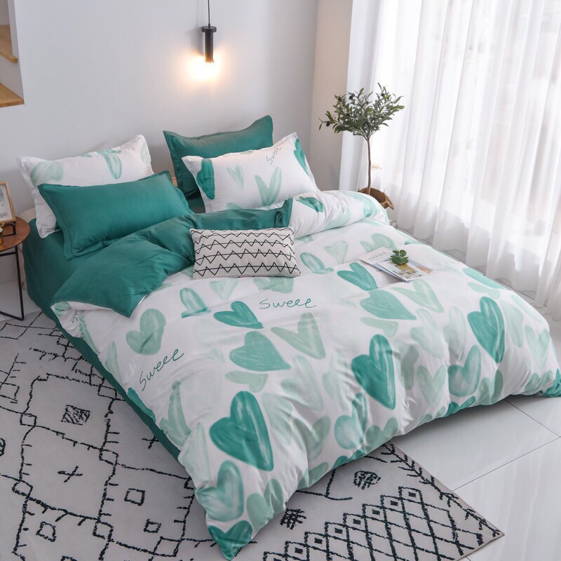 Bộ ga cotton poly m6x2m mền lồng được ruột hot 2019