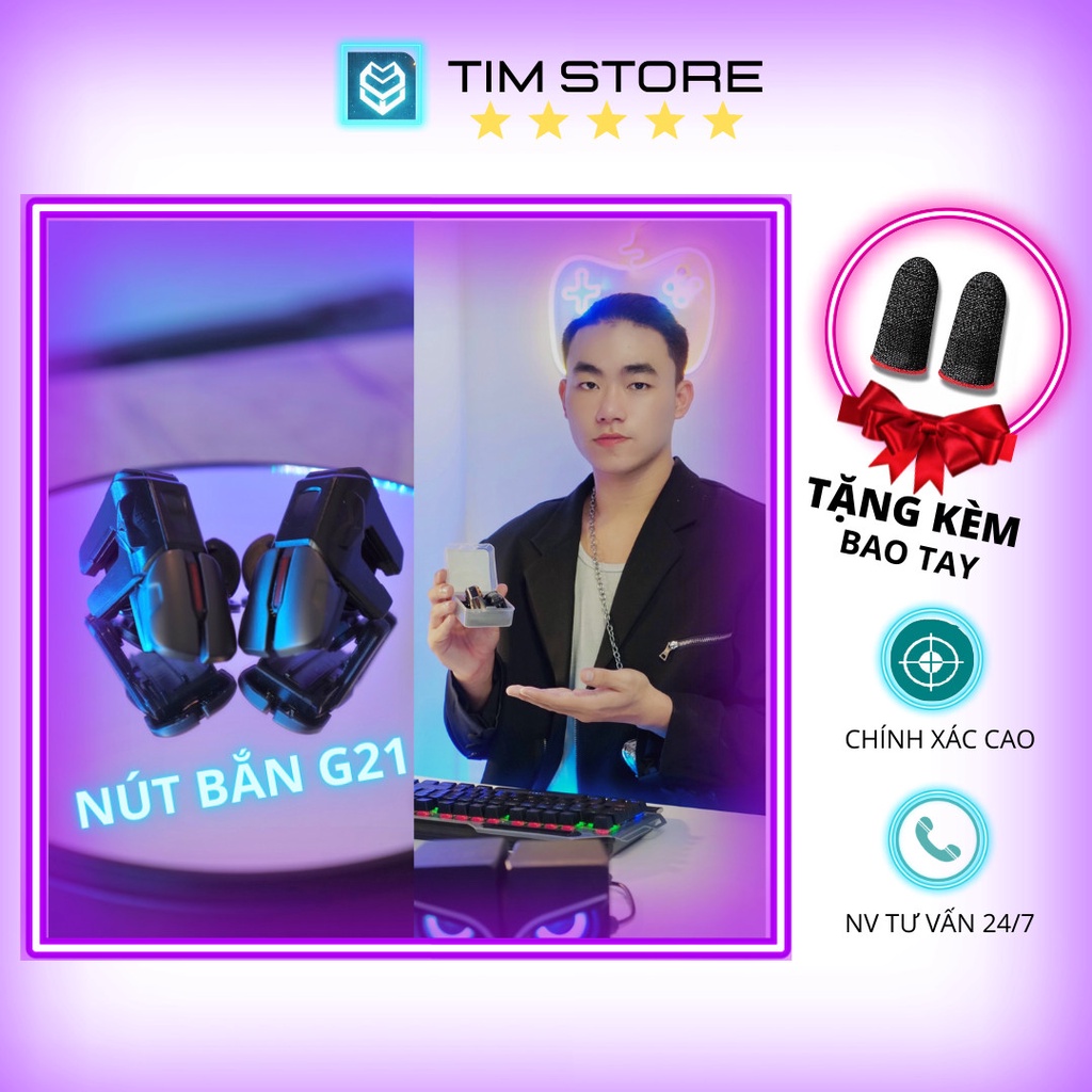 Nút bắn G21 chơi game PUBG, FF Mobile chơi game siêu nhạy TIM STORE GAMING , Nút bấm chơi game 6 ngó