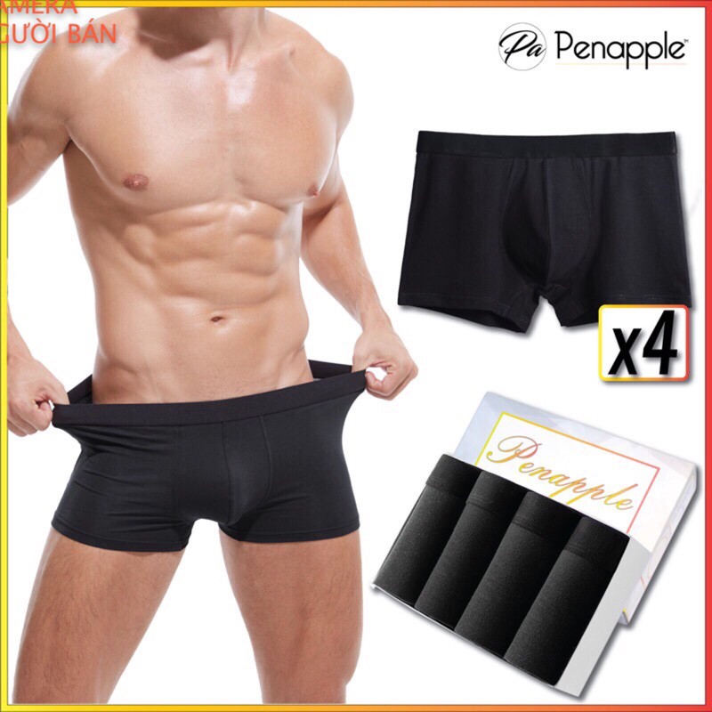 Hộp 4 quần sịp đùi boxer vải thun lạnh siêu mát