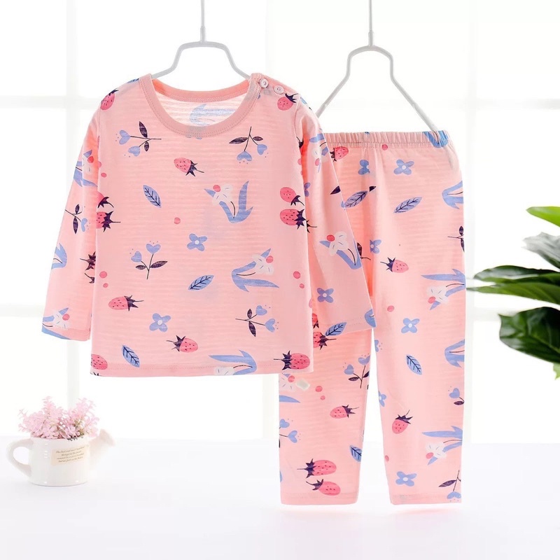 Đồ bộ bé trai bé gái KiXi bộ thu đông chất liệu cotton sợi tre hoạ tiết bộ dài tay cho bé trai bé gái CMQAD01