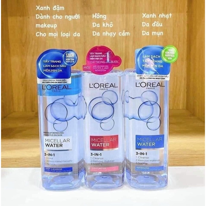 Tẩy trang LOREAL Micellar Water 3in1 400ml Nc tẩy trang L oreal