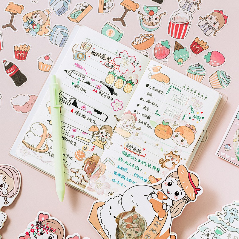 Bộ sticker/ Hình dán Họa Tiết Em Bé Dễ Thương (40 Hình)