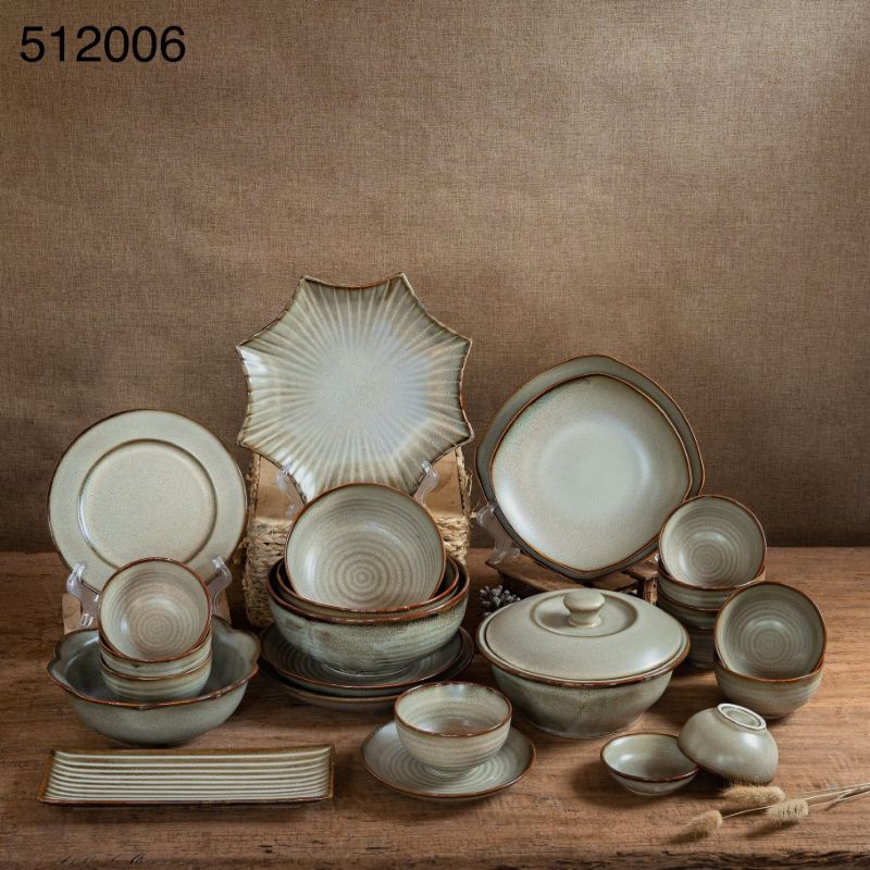 Bộ Bát đĩa Bàn Ăn( Men Tiêu ) Bát Tràng Cao Cấp Loai 1_Full Set Chén Dĩa