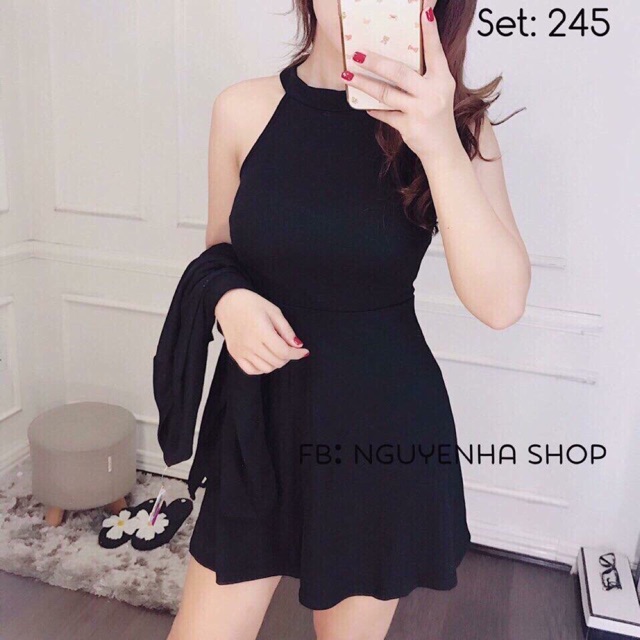 Lên sóng set combo đầm yếm + khoác siêu xinh , giá rẻ choáng váng luôn 🤣🤣🤣 chất thun cotton mềm dễ mặc lắm