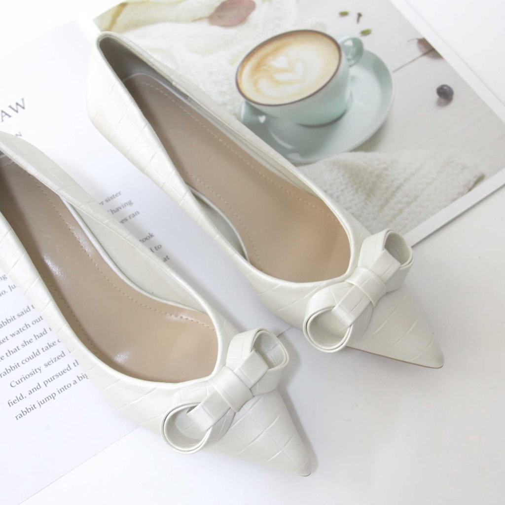 [SIÊU SALE] Giày Cao Gót, Giày Nữ Đẹp 5 phân mũi nhọn, giày nơ, giày màu trắng, mẫu mới nhất