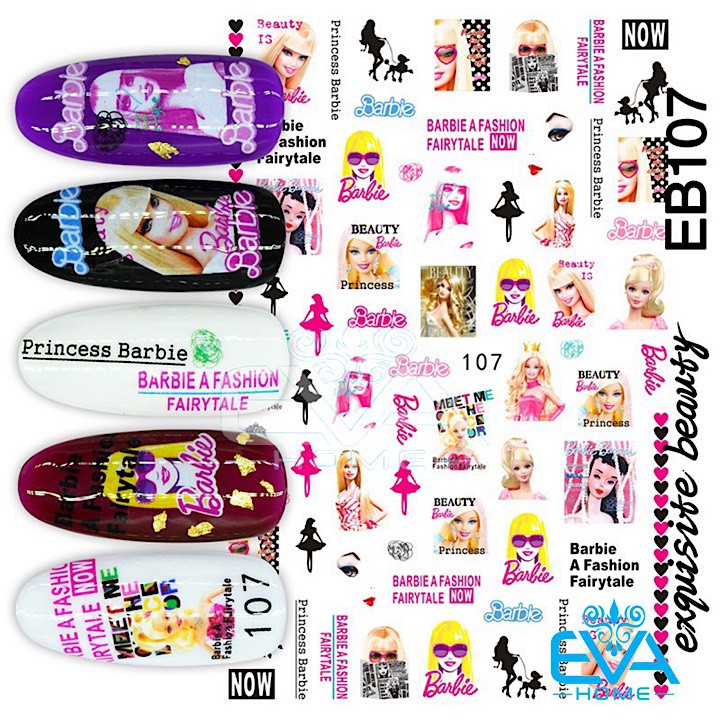 Decal Dán Móng Tay 3D Nail Sticker Hoạ Tiết Hoạt Hình Búp Bê Barbie Fashion EB107