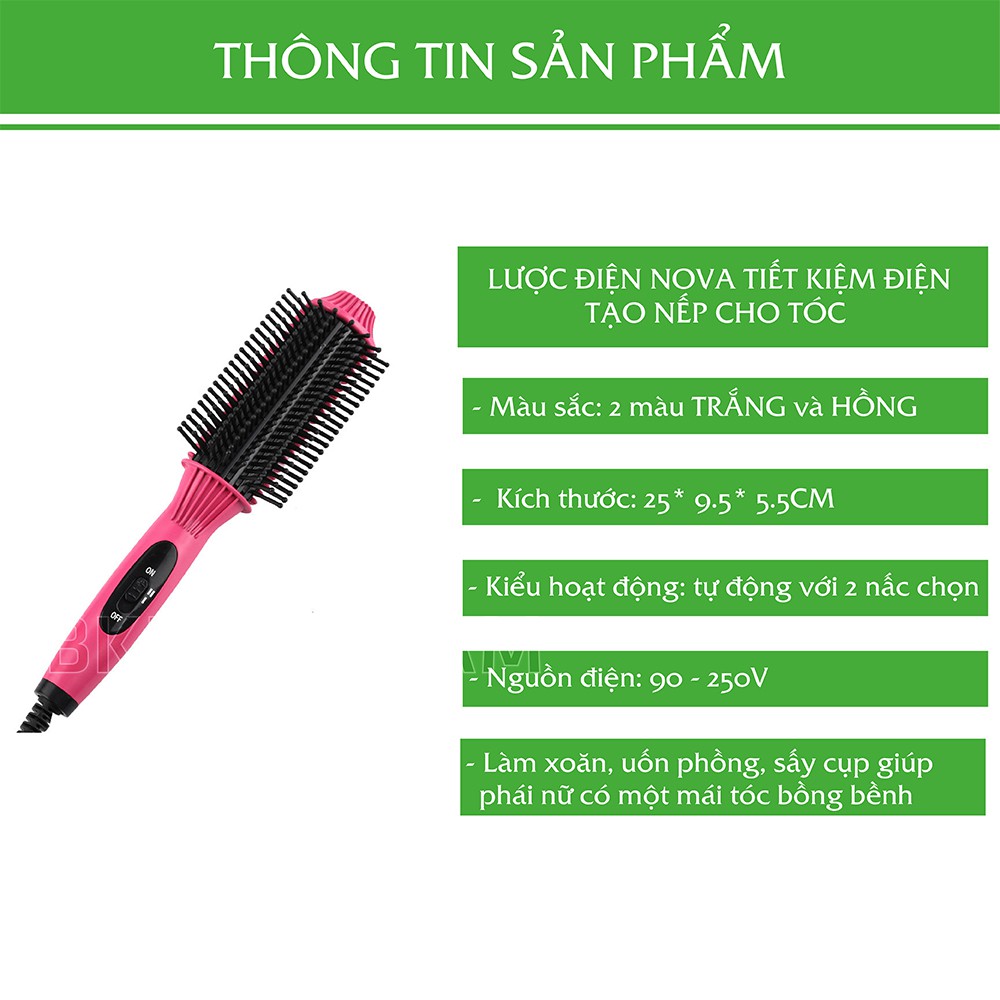 Lược Điện Tạo Kiểu Tóc Nova 8810 Tạo Tếpm, Uốn Xoăn, Uốn Phồng Cho Tóc Hoàn Hảo - LUOCDIEN