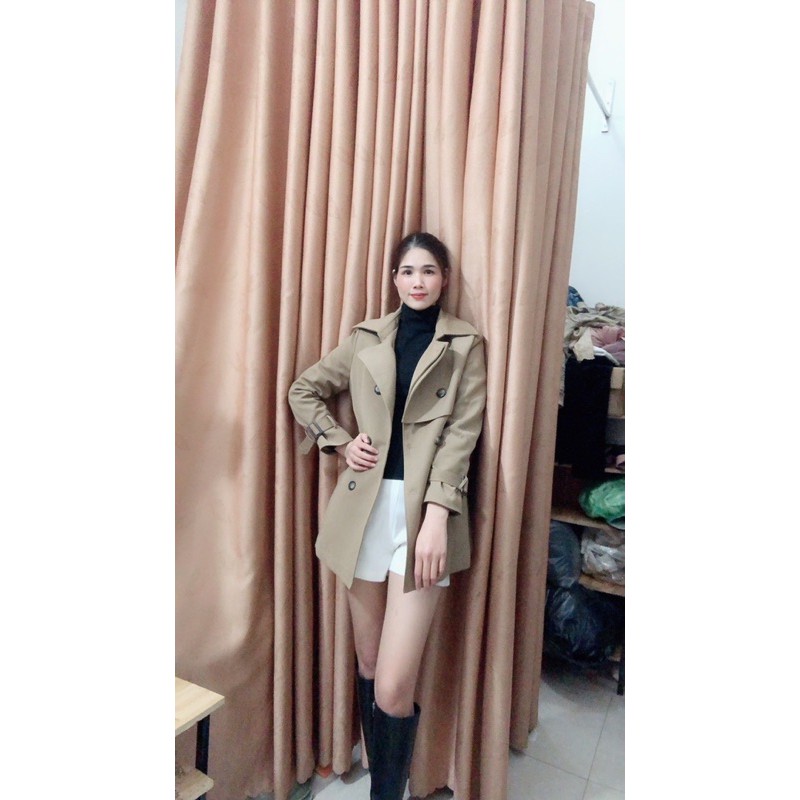 Măng tô kaki dáng vừa