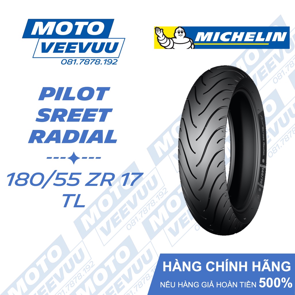 Vỏ lốp xe máy Michelin 180/55ZR17 TL Pilot Street Radial ( 180/55-17 )