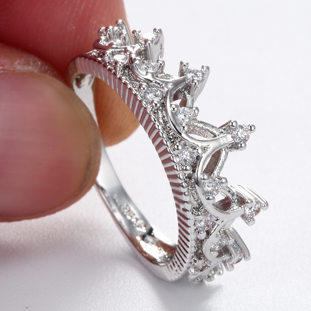 Nhẫn Hình Vương Miện Đính Đá Sang Trọng Phong Cách Hàn Quốc