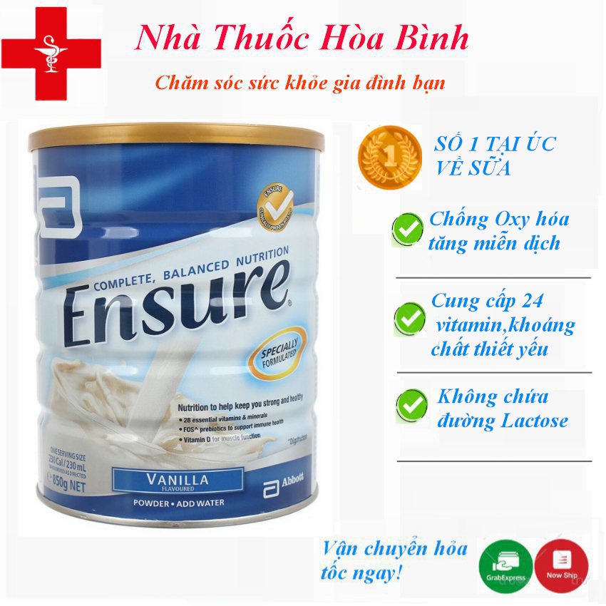 sữa  Ensure 850gr hàng Úc-date tháng 5/2023