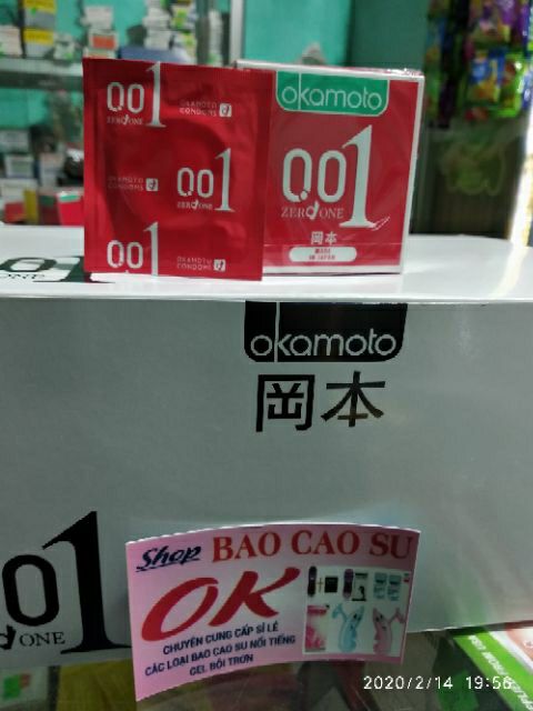 1 cái Bao cao su Okamoto 001 mm  siêu mỏng  nhất  thế giới truyền nhiệt nhanh