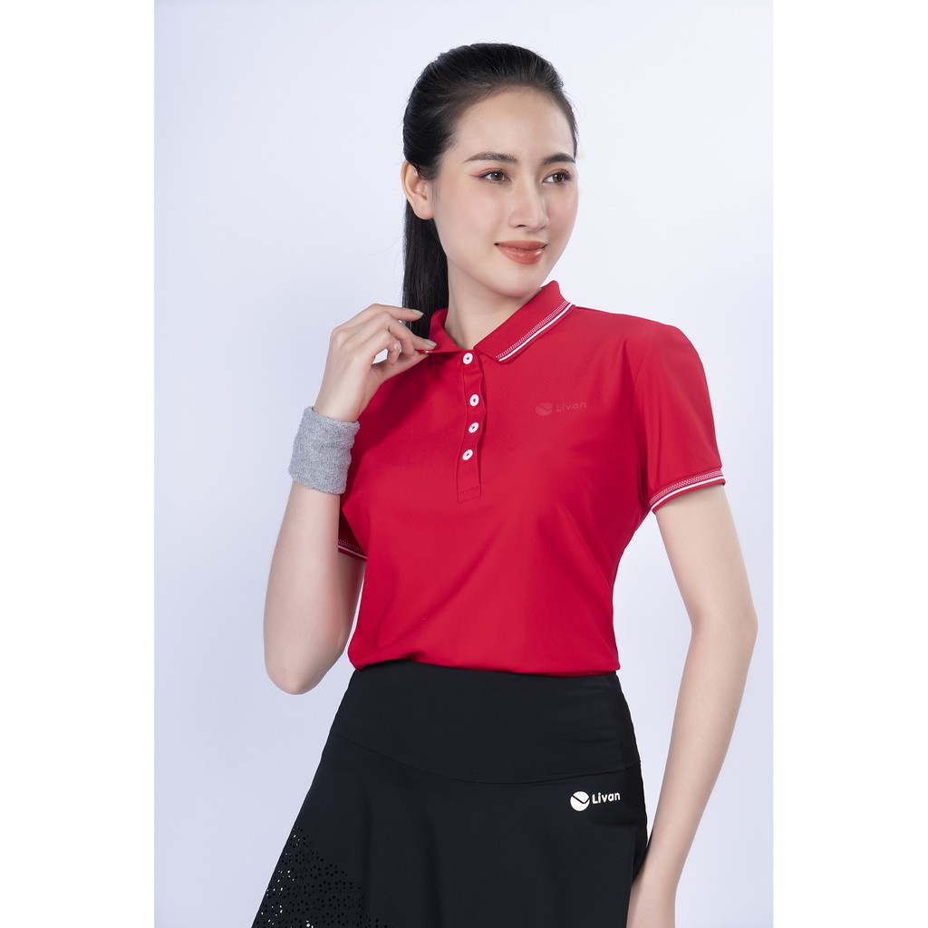 Áo Polo Nữ Nova Livan Sport Màu Đỏ Kháng Khuẩn Thoáng Khí Không Nhăn Cổ Bo Cao Cấp | WebRaoVat - webraovat.net.vn