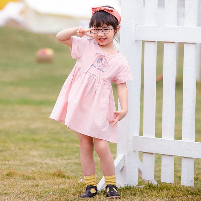 Váy xuất Hàn màu hồng Paster