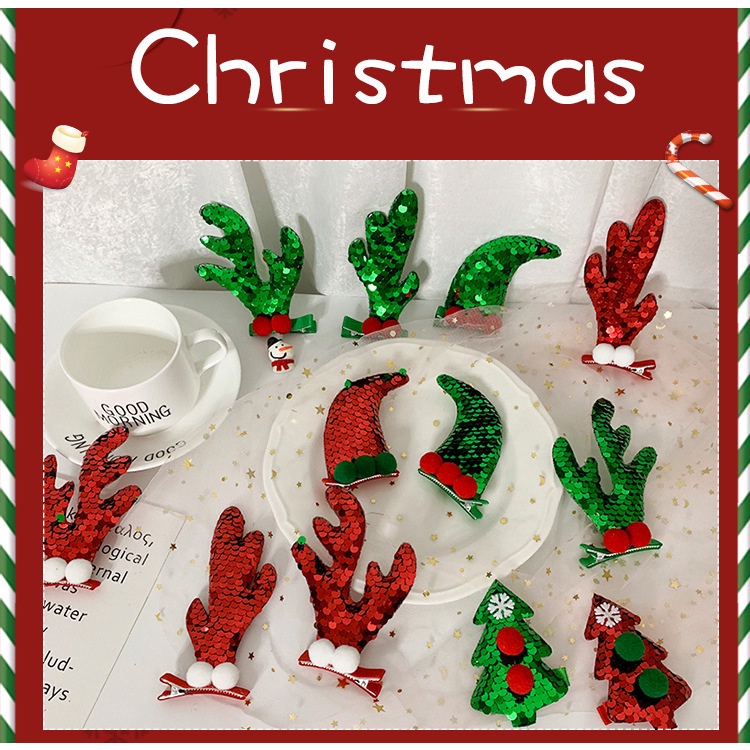 Kẹp tóc kiểu sừng tuần lộc đính kim sa long lanh thời trang