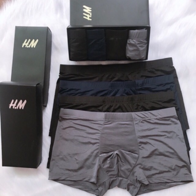 Hộp 4 Quần Lót/Sịp Đùi Boxer Nam Su Thun Mát Lạnh Cao Cấp Kháng Khuẩn Chống Viêm Mặc Thoải Mái