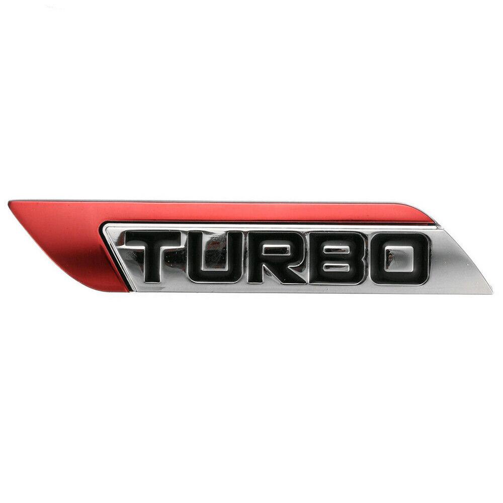 1 Miếng Dán Trang Trí Thân Xe Hơi Hình Biểu Tượng Turbo 3D Màu Đỏ Bằng Kim Loại