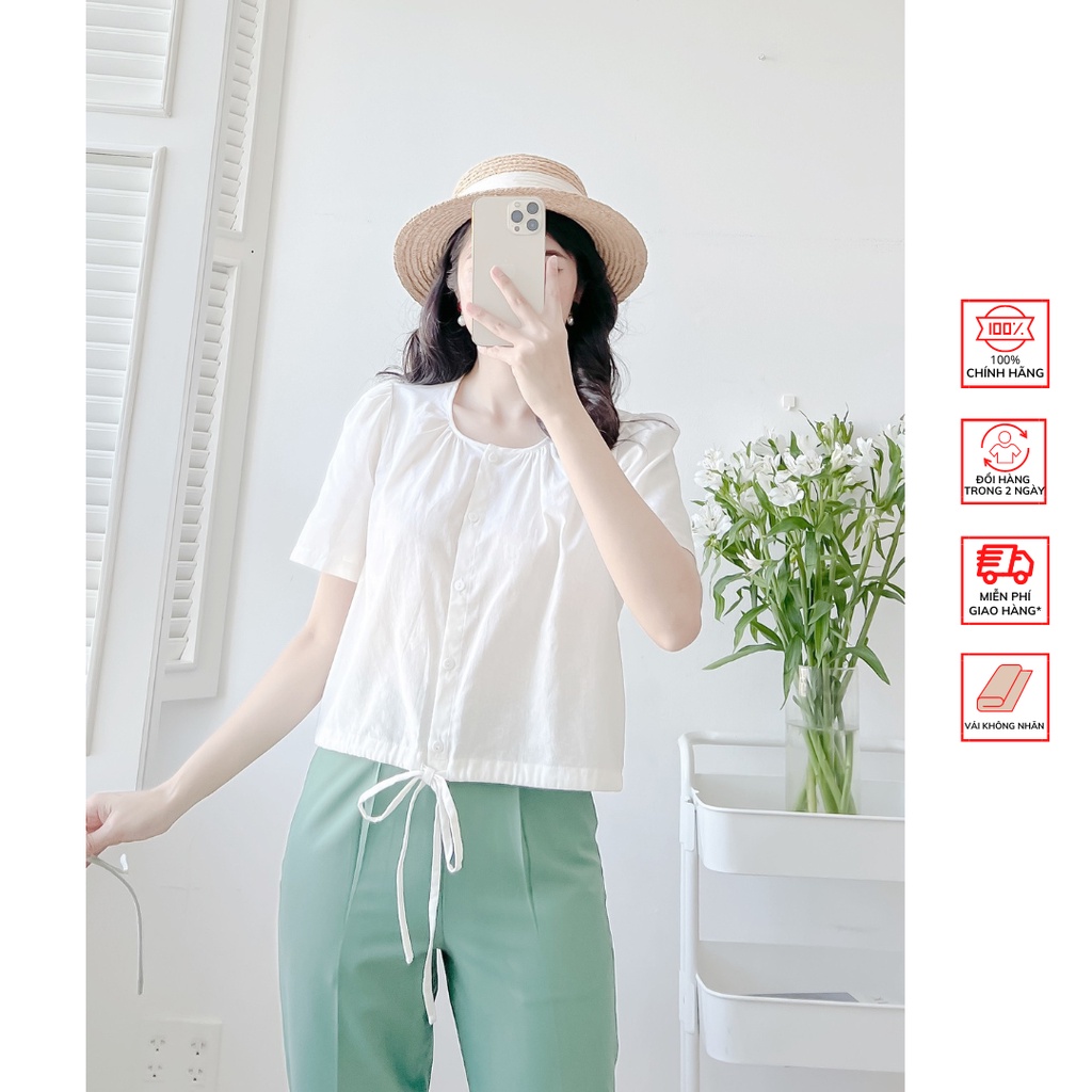 Áo FOR HER cột nơ eo cổ tròn AO0796
