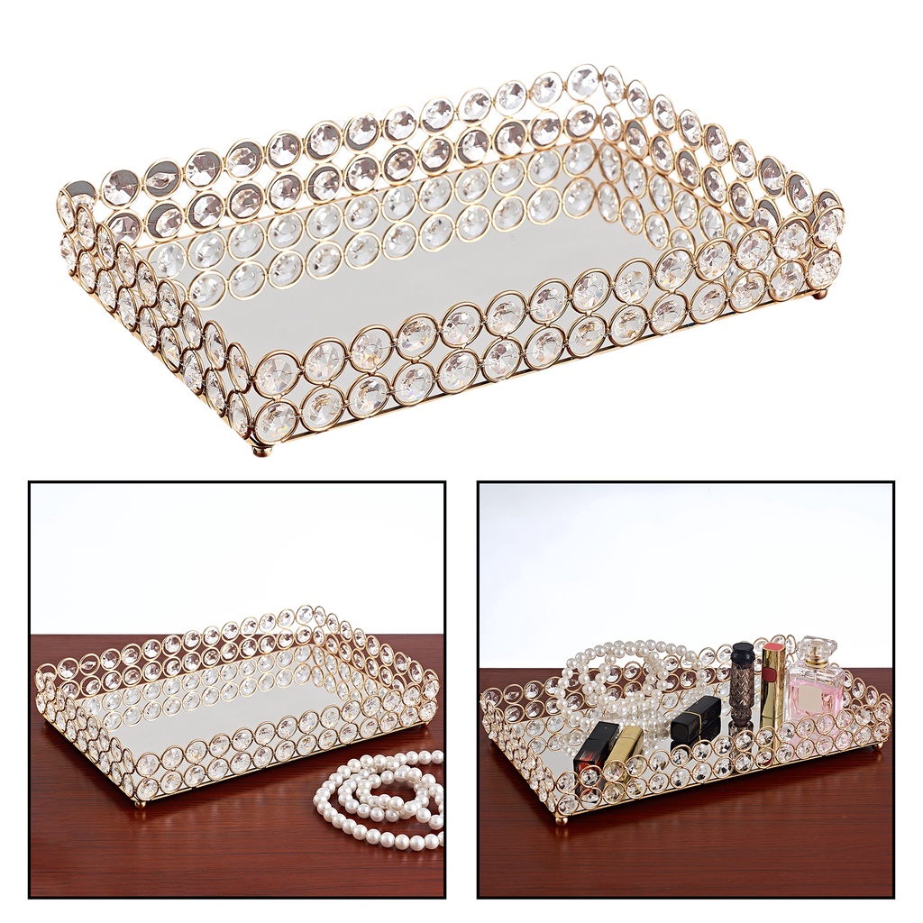 [szsirui] Khay Chữ Nhật Đựng Nước Hoa / Mỹ Phẩm / Đồ Trang Sức / Trang Điểm / Phòng Tắm / Phòng Ngủ Màu Vàng Đồng