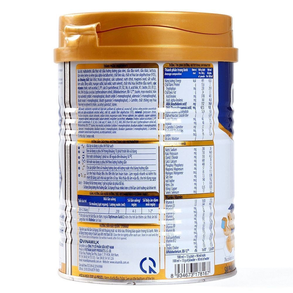 Sữa Optimum Gold HMO số 2 800gr (trẻ từ 6-12 tháng)