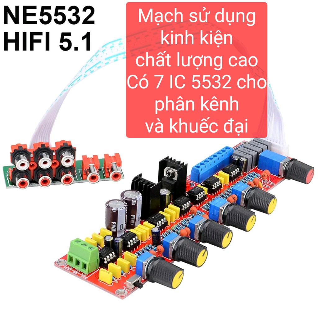 Bo mạch 5.1 điều chỉnh âm thanh đầu Stereo hay 5.1 ra thành 5.1 có chiết áp điều chỉnh âm lượng  chất lượng cao