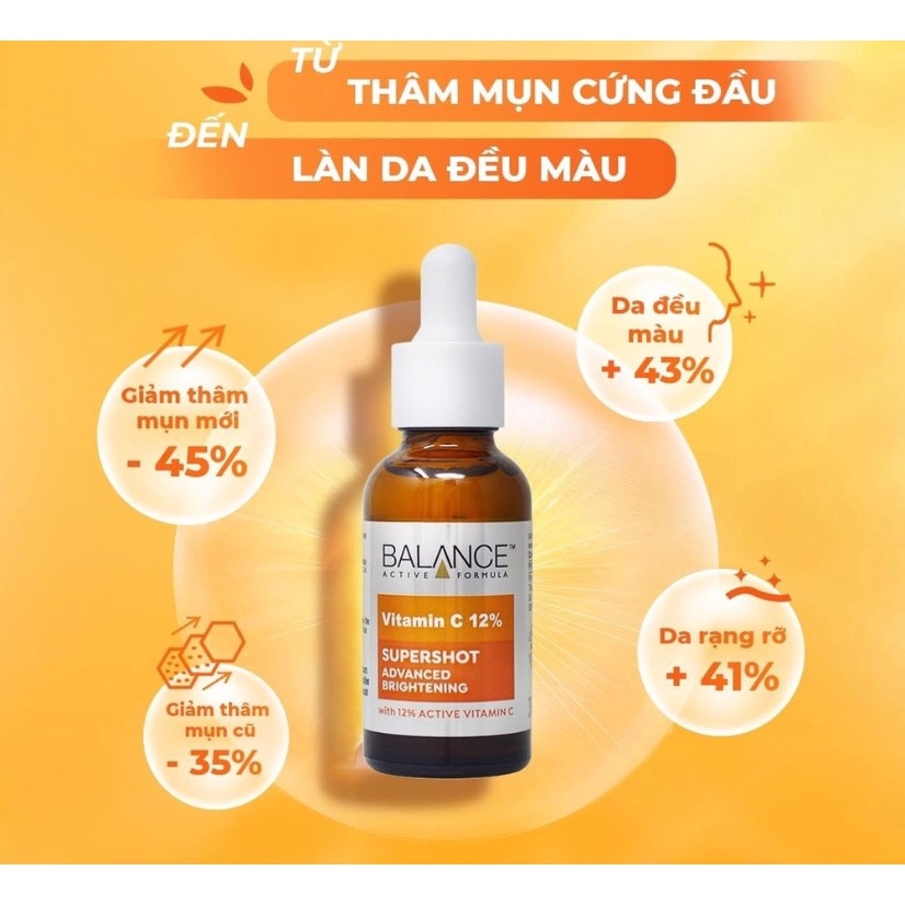 Serum Sáng Da Mờ Thâm Balance Active Formula Vitamin C 12% Supershot Advanced Brightening Serum 30ml