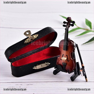 ICE Mini Violin Miniature Musical Instrument Wooden Model with Support and Case