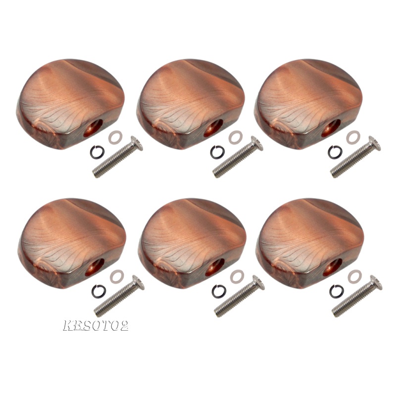 6pcs Tuner Tuning Key Knobs Button for Acoustic/Electric Guitar Oval Coffee