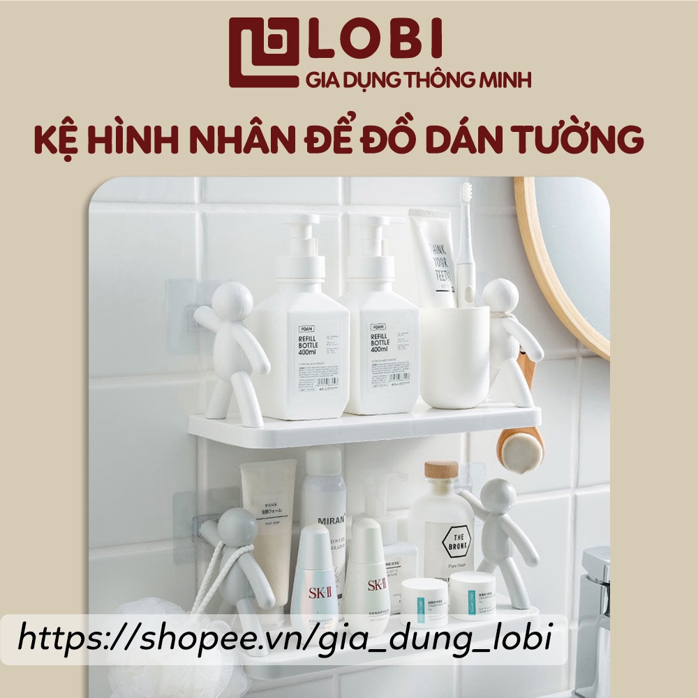 Kệ hình nhân để đồ dán tường để đồ nhà bếp phòng tắm chất liệu nhựa PP chắc chắn tiện lợi