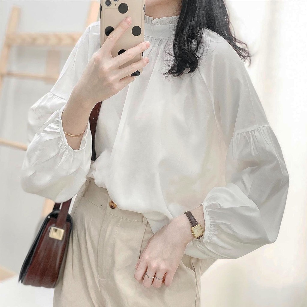 Áo babydoll cổ viền bèo tay bồng Ulzzang (hàng QC) - Ảnh thật | WebRaoVat - webraovat.net.vn