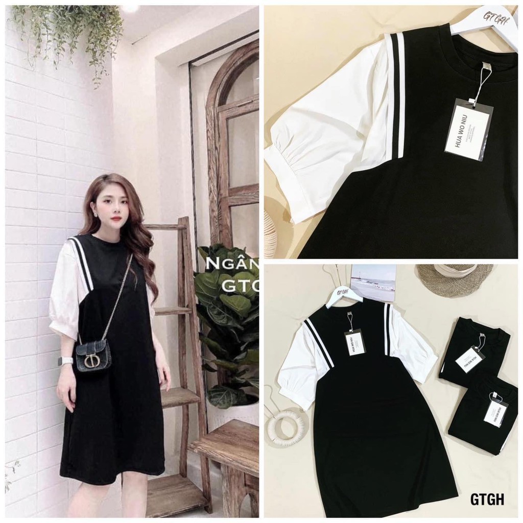 Váy bầu xinh, đầm bầu công sở, tay lỡ trẻ trung năng động chất vải đũi mềm mặc không nhăn bai xù lông