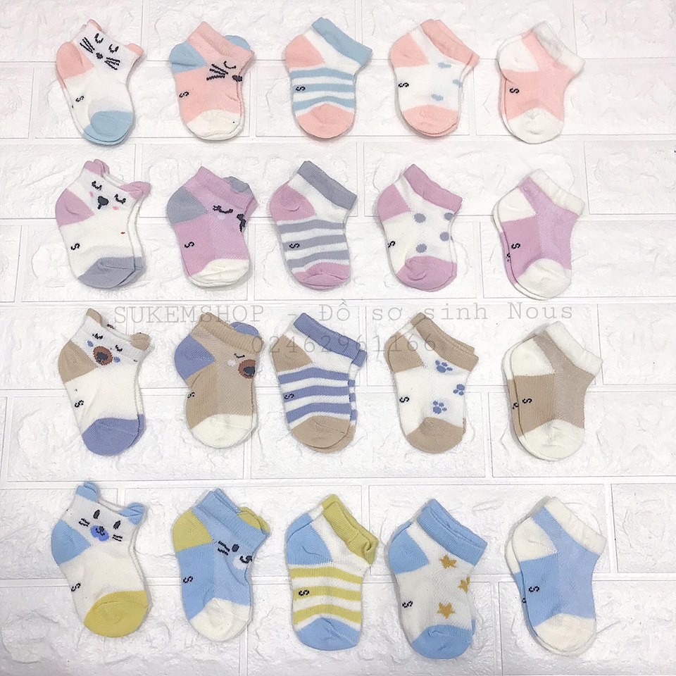 Tất Lưới Cho Bé /Tất Hè KidSock Cổ Ngắn Cho Bé Từ Sơ Sinh Set 5 Đôi