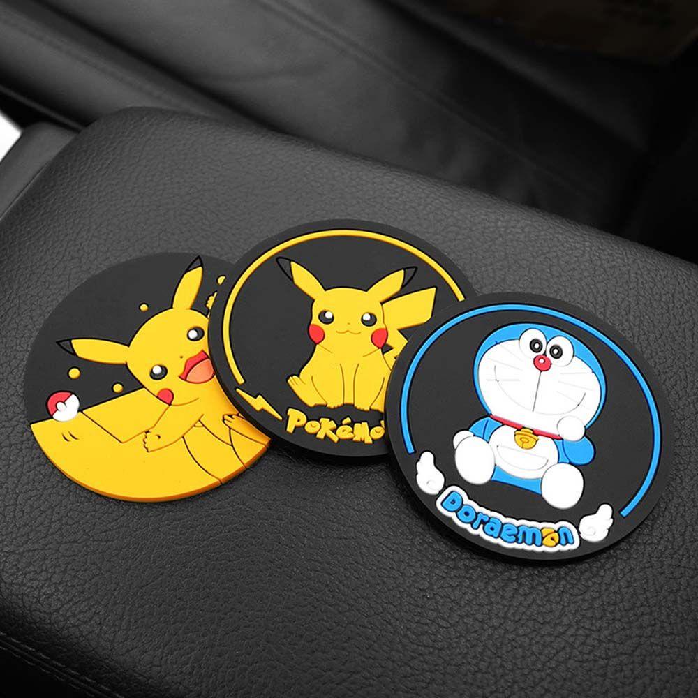 Miếng Lót Ly Hình Pikachu Dễ Thương Trang Trí Nội Thất Xe Hơi