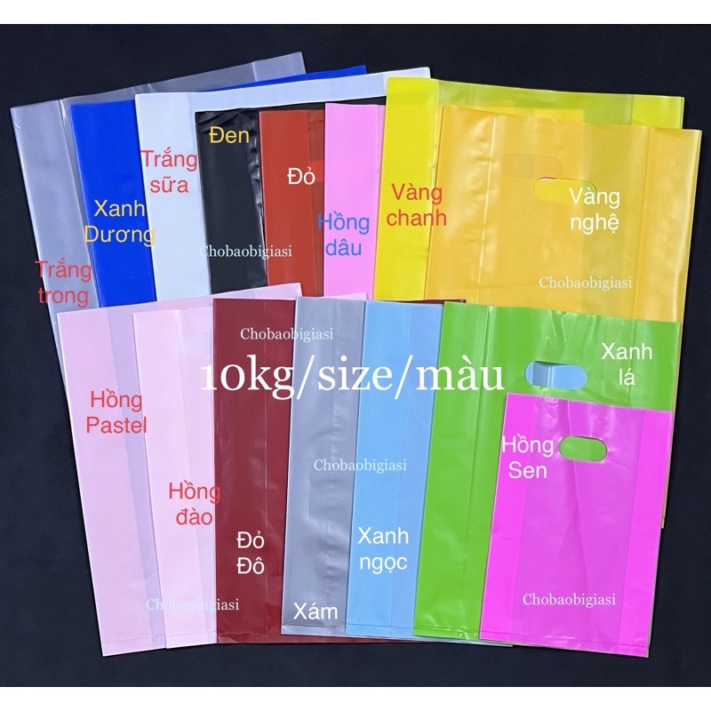 {Giá sỉ 10kg/size} Túi PE xoài màu bóng dẻo dai đủ màu (T-S-Đ-X-N-C) - đủ size, hàng chất lượng loại 1 (SP y hình)