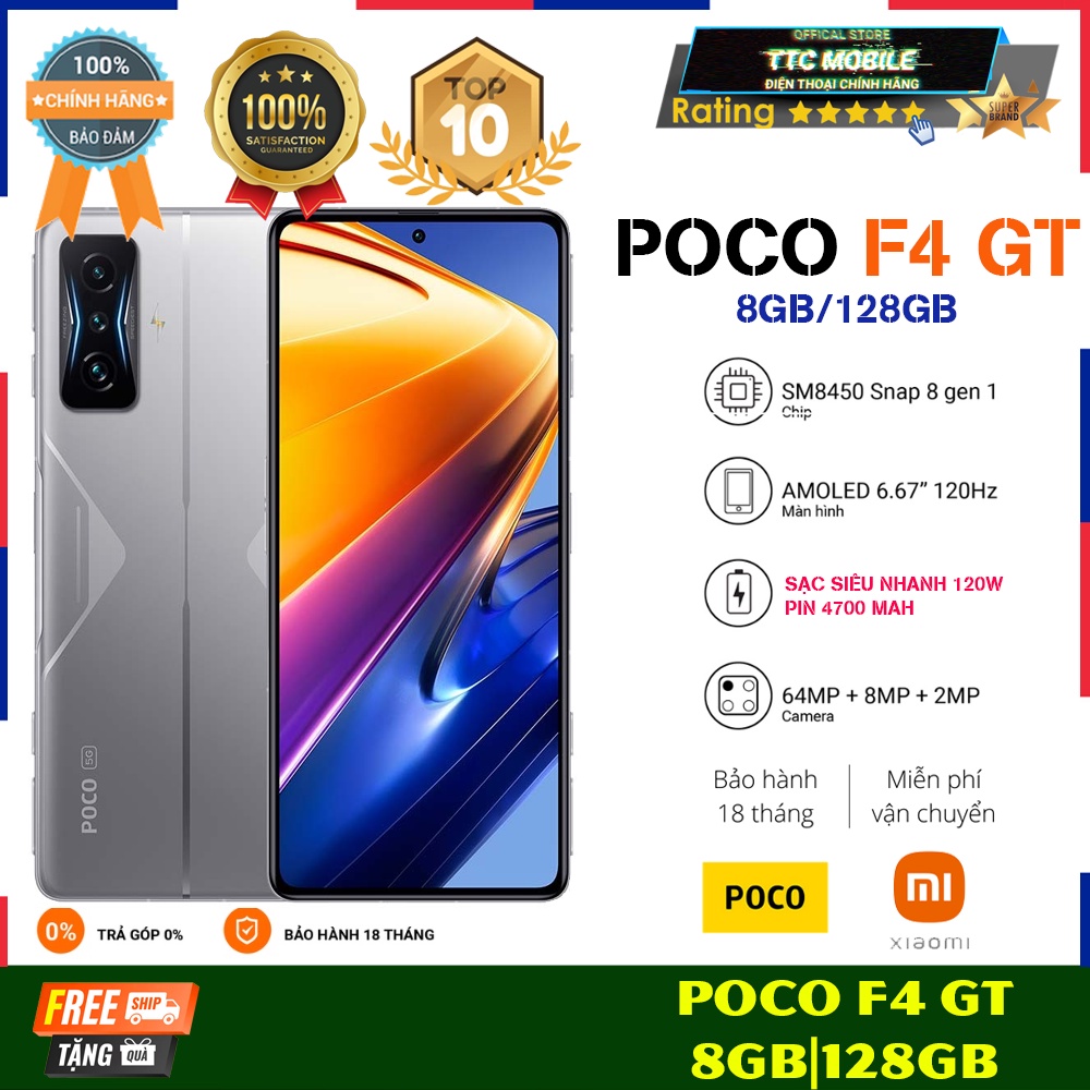 Điện thoại POCO F4 GT 8+128GB AMOLED 120Hz/Snapdragon 8 Gen 1