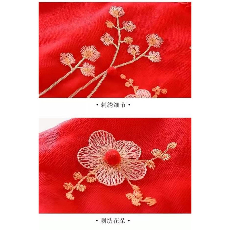 Đầm sườn xám in hoa kiểu Trung Hoa retro thời trang năm mới cho bé gái