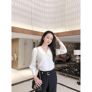 ÁO SƠ MI LỤA NỮ CÔNG SỞ HỌA TIẾT CỔ AM235