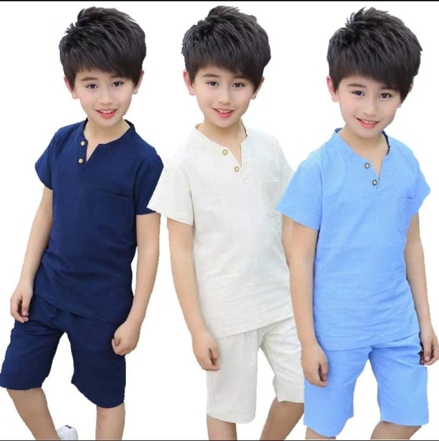 Bộ quần áo cotton đũi cho bé chất vải thấm hút mồ hôi mềm mát co giãn 4 chiều, size từ 10 - 30kg