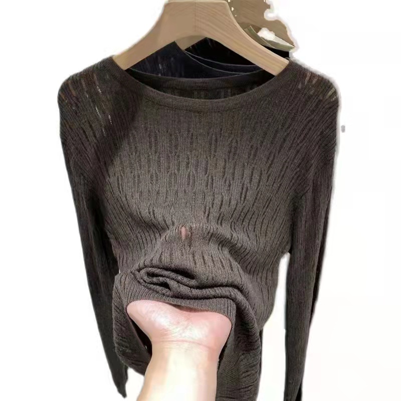 Áo Dệt Kim Mỏng Tay Dài Dáng Rộng Thiết Kế Đục Lỗ Thời Trang Mùa Thu Mới Cho Nữ | BigBuy360 - bigbuy360.vn